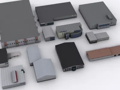 Storage Building Pack - Game Ready Low-poly 3D model