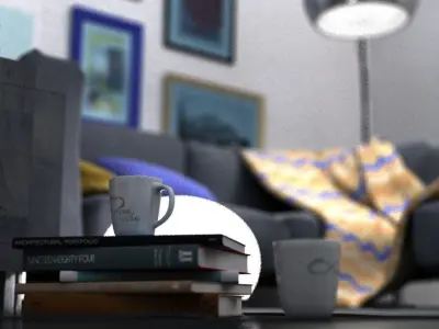 Living room scene setup 3D model