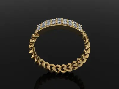 ID DIAMOND BAR CUBAN LINK CHAIN RING MIX SIZES 4 5 6 7 8 9 10 3D print model