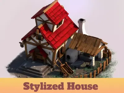 Stylized House Low-poly 3D model