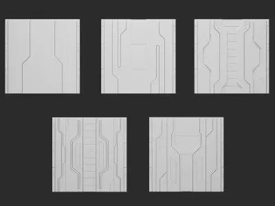  Sci-Fi Modular Wall Panel Pack 3D model