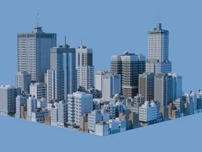 City Downtown Skyscraper Street 3D model