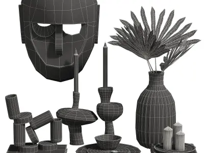 Decorative set 0011 Low-poly 3D model