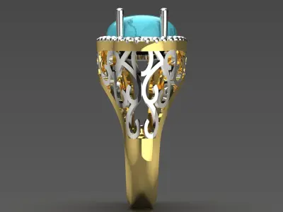  Luxury two-tone ring with turquoise modelgr0112 3D print model purchase