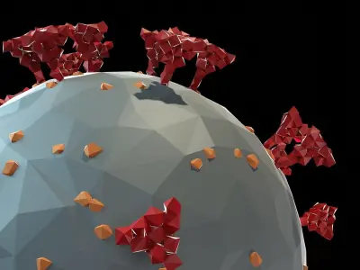 Coronavirus Covid19 faceted lowpoly Free low-poly 3D model