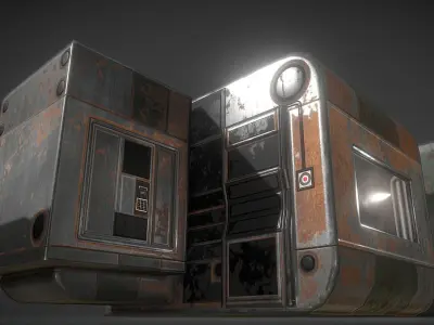 Futuristic Living Module Rusty Version Low-poly 3D model