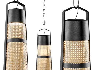 Hanging rattan lamp H400  3D model