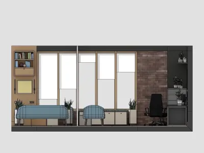 Modern low-poly office interior Low-poly 3D model