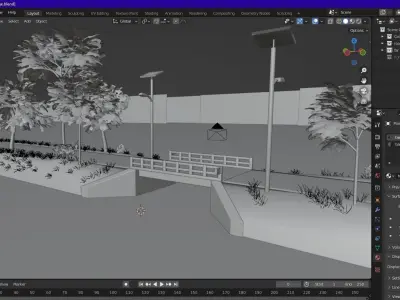 Small Bridge with Road 3D model