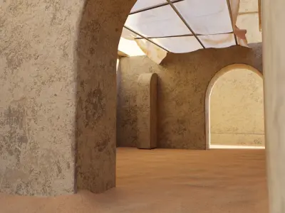 Star Wars Tatooine Anchorhead Street Low-poly 3D model