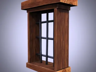 cartoon Old Wooden Window 2 Low-poly 3D model Low-poly 3D model