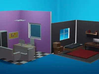 Low Poly Isometric - Room Free low-poly 3D model Low-poly 3D model