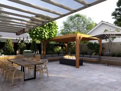 3D Exterior Scene 3D model design garden and landscape 3D model 3D model