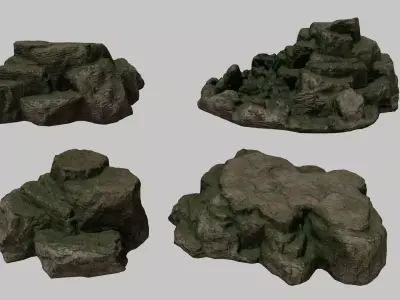 Rock Set Low-poly 3D model 8