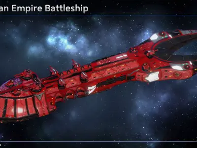 Spaceship Thaalian Empire Battleship Low-poly 3D model