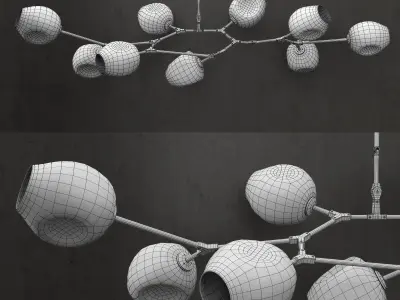 Branching bubble 9 lamps 3 3D model