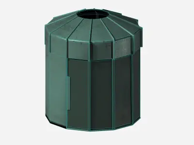 Outdoor street green container gargabe waste bin Low-poly 3D model