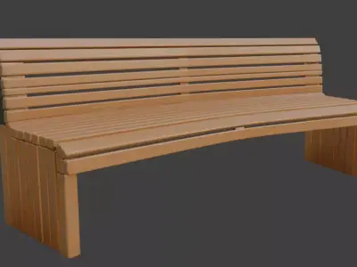 Wooden Park Bench 3D Model 3D model
