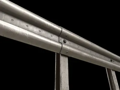 Realistic Road Guardrail Low-poly 3D model
