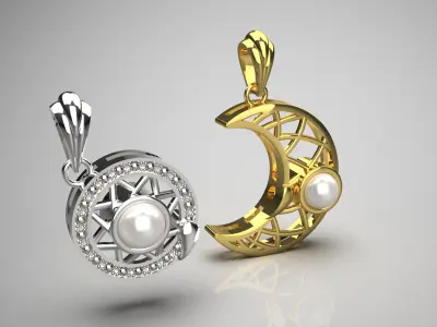 moon and sun pearl pendant pp0019 3D print model