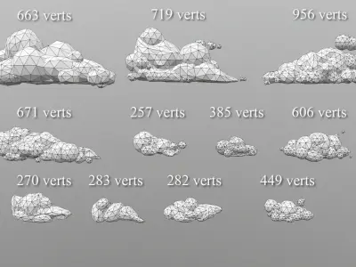 Low Poly Clouds Pack 1 Low-poly 3D model