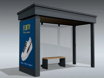 Bus Stop Shelter Low-poly 3D model