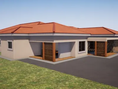 FOUR BEDROOM RESIDENTIAL Low-poly 3D model