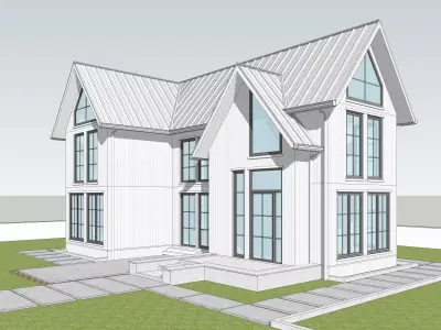 Thai roof house Low-poly 3D model