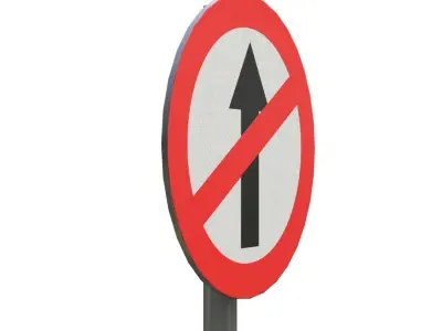 No Entry streetsignBoard Low-poly 3D model