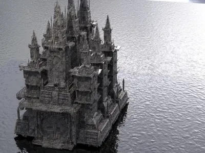 Sci-Fi Towers city block 3D model