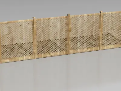 Wooden fence 01 3D model
