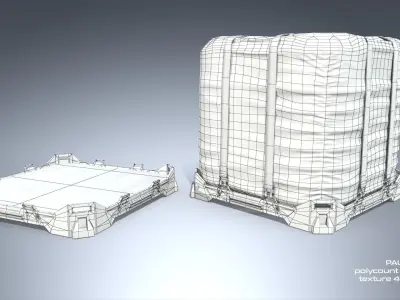 Sci-fi cargo set PBR Low-poly 3D model