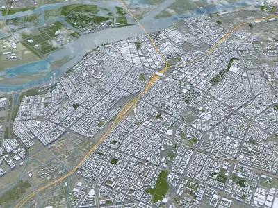 Harbin Heilongjiang China 90km Low-poly 3D model