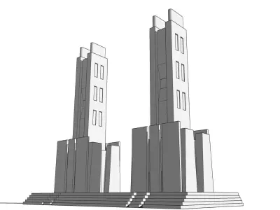 Futuristic Dreams of an Architect Antonio Sant Elia tower Low-poly 3D model