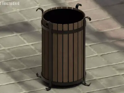 Street Trash Bin V2 Low-poly 3D model