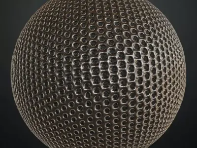 Polished Steel Dimpled Perforated Grill PBR Seamless Texture