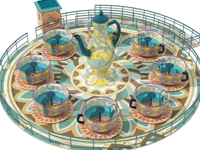 Tea Cup Carousel Low-poly 3D model