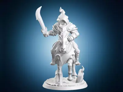 Mounted Knight Fantasy RPG Miniature On Base With Sword 3D print model