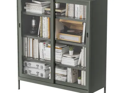 IKEA - IDASEN Glass showcase with sliding doors with decor 3D model