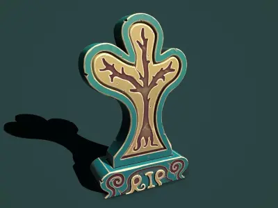 Fantasy gravestone tree Low-poly 3D model