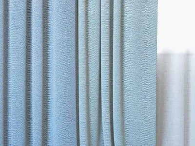 Curtains 24 Curtains with Tulle Herringbone Blackout Fabric 3D model