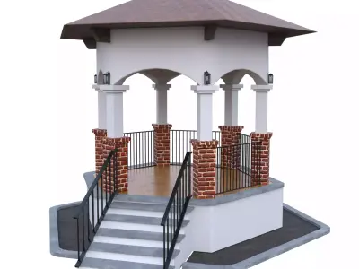 8 Garden Gazebo Pavilions Collection PBR 3D Model Pack