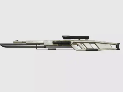 SciFi Sniper Gunblade A07 White - Fiction Weaponry Low-poly 3D model