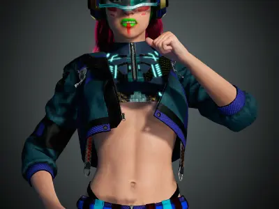 CyberPunk Girl Low-poly 3D model