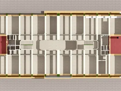 School - Edificio escolar building with roof 3D model