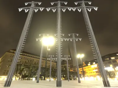 Concrete Electricity Pole with Ladder - Object  058 Low-poly 3D model