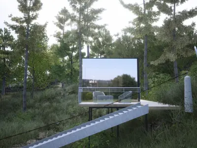 Tiny House  Mirror Glass house 20 SQM  Revit and Twinmotion 3D model