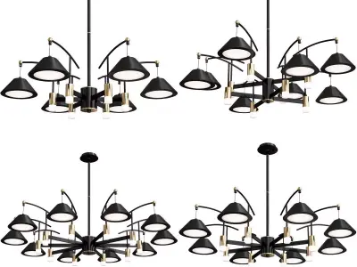 Ardis modern chandelier gold 3D model