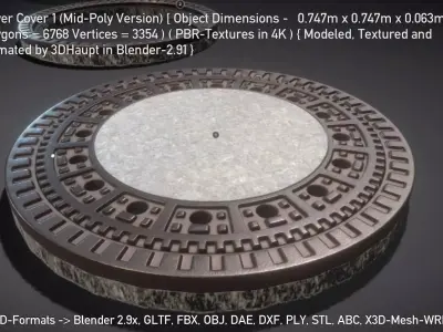 Sewer Cover 1 Mid-Poly Version Low-poly 3D model