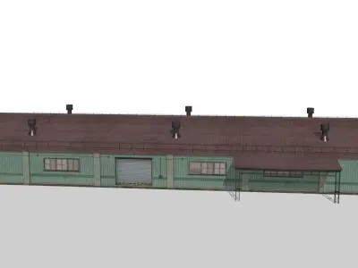 old metal hangar Low-poly 3D model